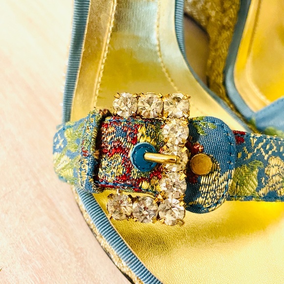 LAUNDRY by Shelli Segal Rhinestone and GOLD braided High Heel Sandals - Picture 5 of 12